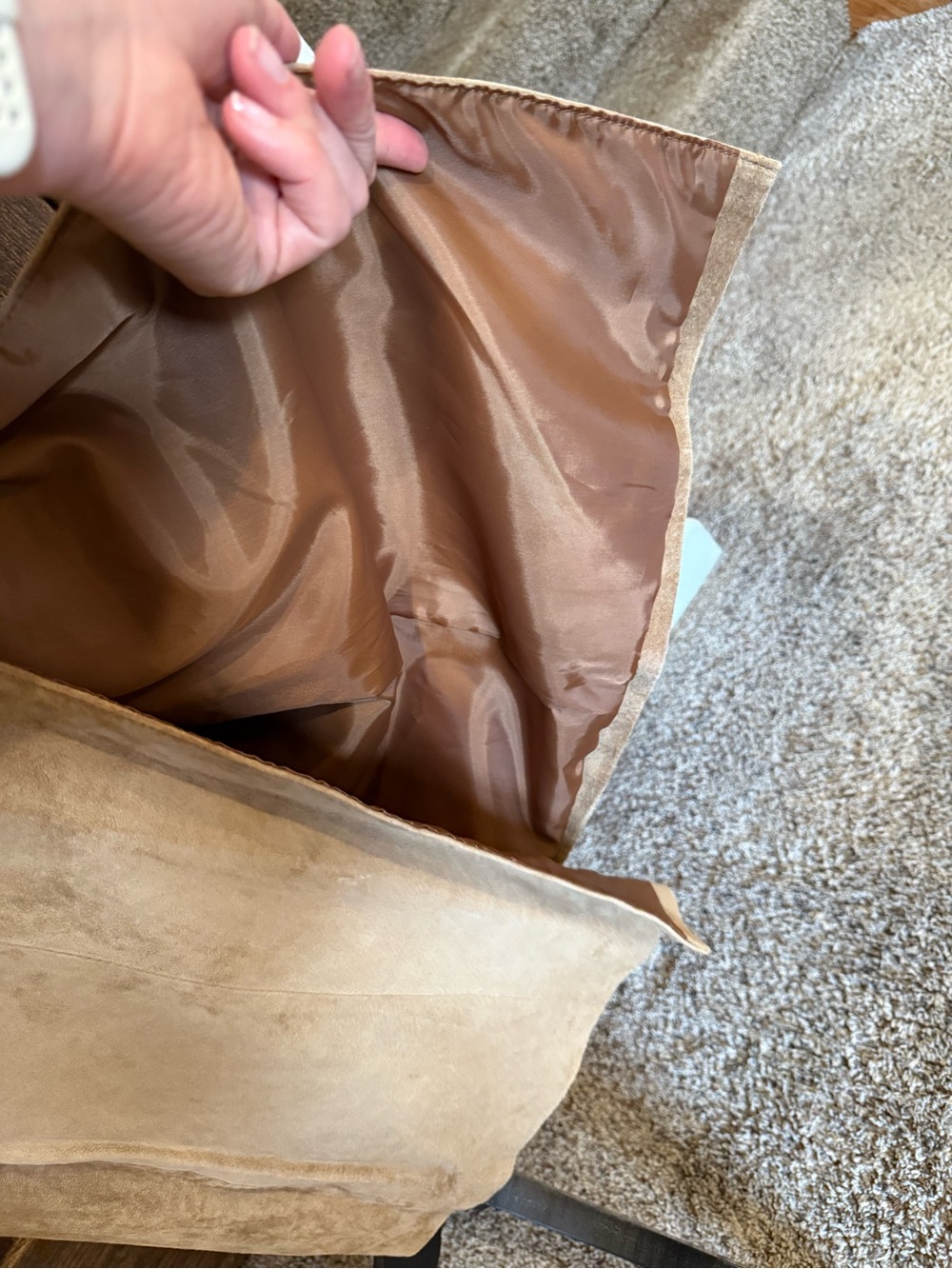 Vintage 90s 100% Genuine Suede Leather Maxi Skirt Camel Tan Long Column Size 4 - Picture 8 of 14